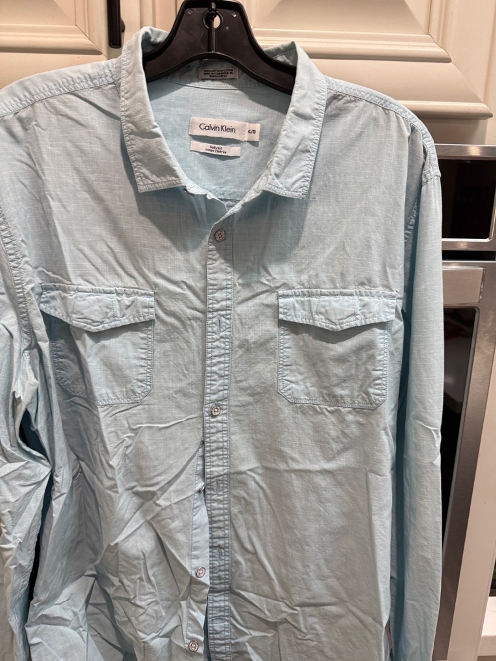 Calvin Klein Men’s Light Blue Casual Button-Down Shirt